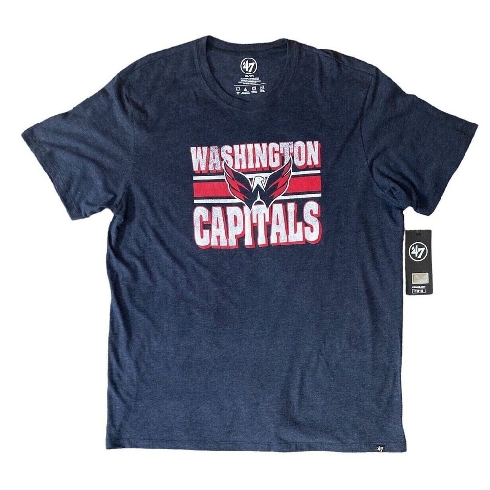 47 Brand Washington Capitals NHL T-Shirt Graphic Tee Heather Gray XXL